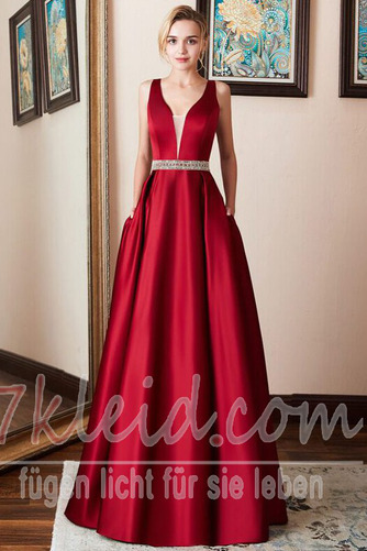 Abendkleid Rückenfrei Natürliche Taille Satin Ärmellos Drapierung - Seite 3