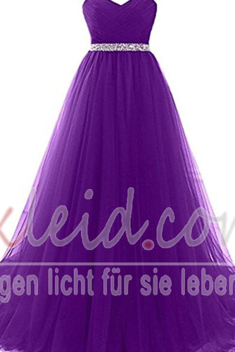 Ballkleid Tüll Perlengürtel Natürliche Taille Gerüscht Rücken Schnürung - Seite 7