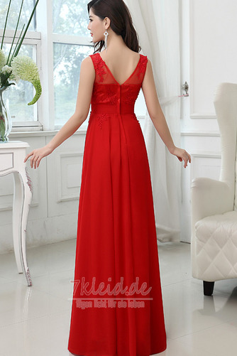 Bodenlang A-Linie Natürliche Taille Spitze Reißverschluss Brautjungfernkleid - Seite 2