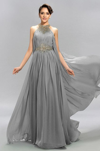 Chiffon Elegant Juwel Birneförmig Bodenlang Frühling Abendkleid - Seite 10