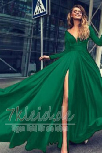 Natürliche Taille Tiefer V-Ausschnitt Kleine Größe Winter A-Linie Abendkleid - Seite 5