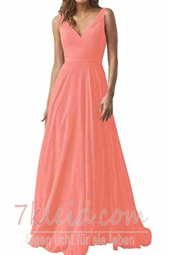 Abendkleid Chiffon Rücken Schnürung V-Ausschnitt Natürliche Taille - Seite 17