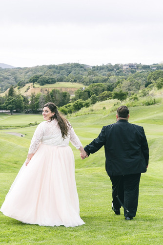 Brautkleid Lange Ärmel Durchsichtige Ärmel Elegant im Freien Tiefer V-Ausschnitt - Seite 5