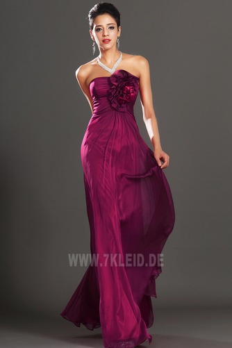 Bodenlang A-Linie Chiffon Rosendekor Ärmellos Abendkleid - Seite 1