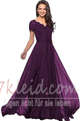 Abendkleid Chiffon Kurze Ärmel Schick Umgedrehtes Dreieck V-Ausschnitt - Seite 6