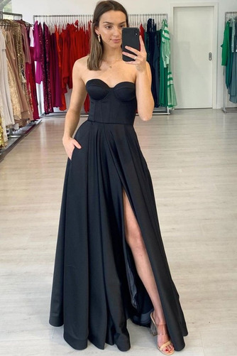 Abendkleid Sommer Knöchellang Satin Natürliche Taille Herz-Ausschnitt - Seite 1