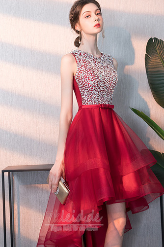 Asymmetrisch Geschichtet Mittelgröße Schick Tüll Asymmetrisch Cocktailkleid - Seite 4
