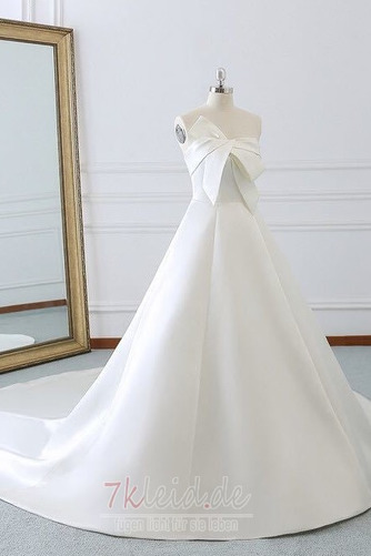 Satin Natürliche Taille Kathedrale Schleppe Schlicht Brautkleid - Seite 3