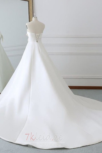 Satin Natürliche Taille Kathedrale Schleppe Schlicht Brautkleid - Seite 2