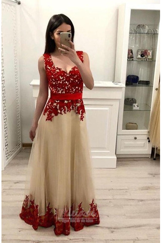 Ballkleid Jahr 2019 Natürliche Taille A-Linie Tüll Elegant Ärmellos - Seite 2