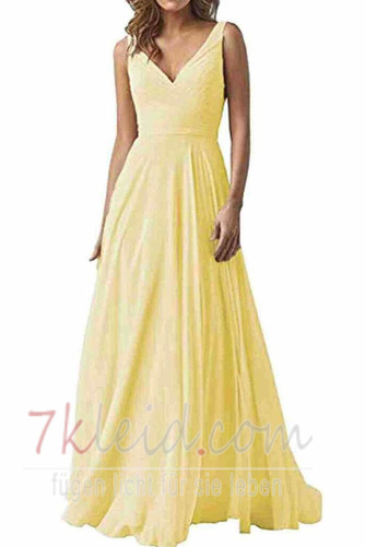 Abendkleid Chiffon Rücken Schnürung V-Ausschnitt Natürliche Taille - Seite 10