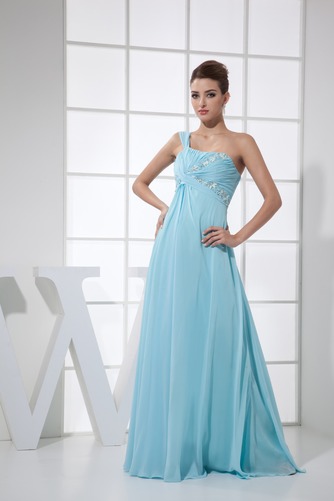 Asymmetrische Ärmel Bodenlang Reißverschluss Elegant Empire Taille Ballkleid - Seite 1