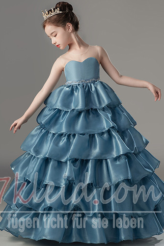 Blumenmädchenkleid Herbst Ärmellos Formell Juwel Perlengürtel Natürliche Taille - Seite 9