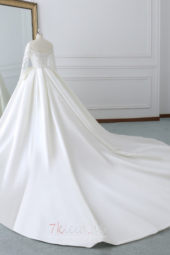 Formell Natürliche Taille Satin Lange Ärmel A-Linie Brautkleid - Seite 2