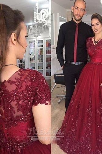 Ballkleid Jahr 2019 Tüll Juwel Elegant Reißverschluss Spitzen-Overlay - Seite 1