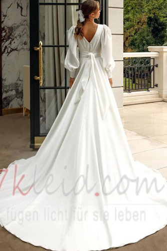 Brautkleid Outdoor Elegant Drapierung Mittelgröße Tiefer V-Ausschnitt - Seite 2