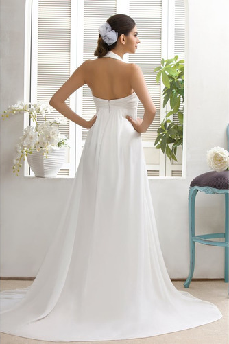 Empire Lange V-Ausschnitt Reißverschluss Chiffon Strand Brautkleid - Seite 3