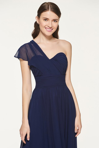 Chiffon A-Linie Drapierung Falte Mieder Natürliche Taille Brautjungfernkleid - Seite 4