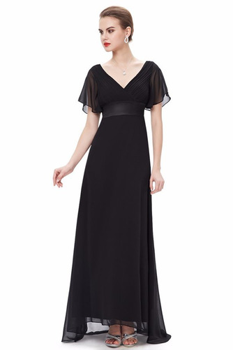 Lockere Ärmel Kurze Ärmel Gerüscht Reißverschluss Chiffon Abendkleid - Seite 2