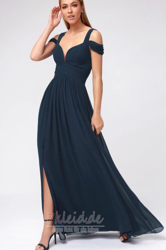 Natürliche Taille Vorne Geschlitzt V-Ausschnitt A-Linie Abendkleid - Seite 2