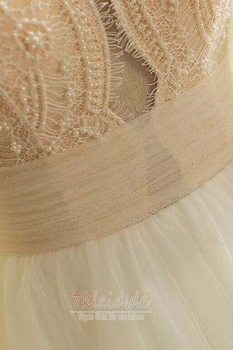 Sweep Zug Kirche Spitzen-Overlay Tüll Stealth Ärmel Knopf Brautkleid - Seite 4
