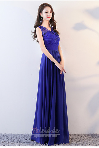 Mittelgröße Chiffon Falte Mieder Spitzen-Overlay edel Brautjungfernkleid - Seite 1