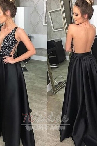 Ballkleid Rückenfrei Satin Schmuck dekorativ Mieder Tiefer V-Ausschnitt - Seite 3