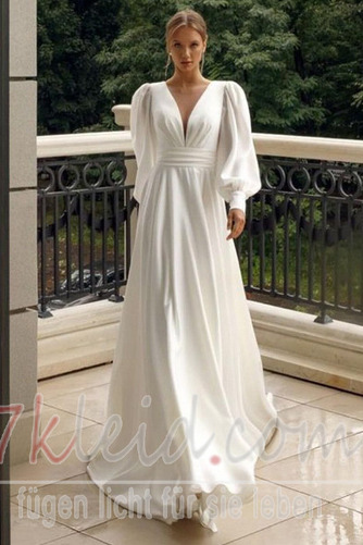 Brautkleid Outdoor Elegant Drapierung Mittelgröße Tiefer V-Ausschnitt - Seite 1