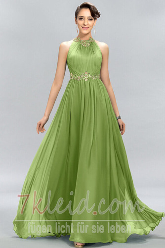 Chiffon Elegant Juwel Birneförmig Bodenlang Frühling Abendkleid - Seite 11