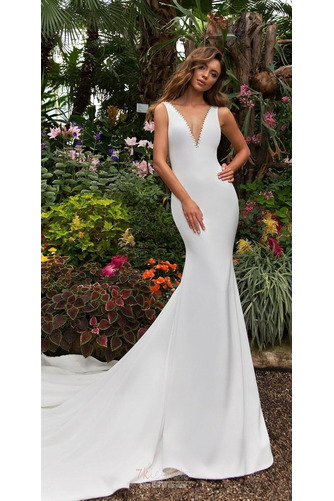 Drapierung Satin Natürliche Taille Rückenfrei Sexy Brautkleid - Seite 1