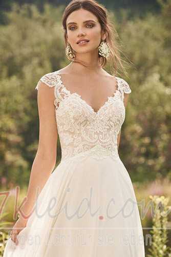 Brautkleid Chiffon Ärmellos Strand Natürliche Taille Sommer V-Ausschnitt - Seite 3