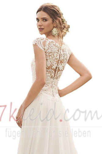 Brautkleid Chiffon Ärmellos Strand Natürliche Taille Sommer V-Ausschnitt - Seite 4