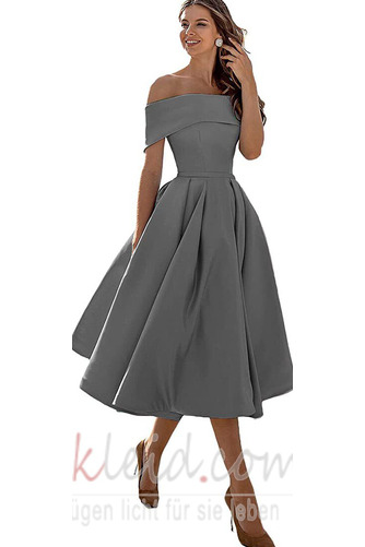 Abendkleid Satin Wadenlang Natürliche Taille Rücken Schnürung - Seite 9