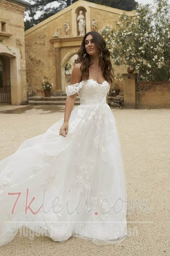 Brautkleid Outdoor Herbst Jahr 2023 Schick Schulterfrei Knöchellang - Seite 3