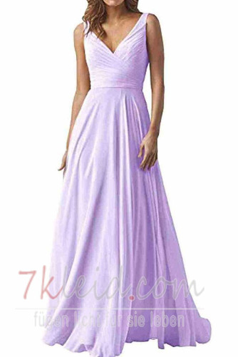 Abendkleid Chiffon Rücken Schnürung V-Ausschnitt Natürliche Taille - Seite 15