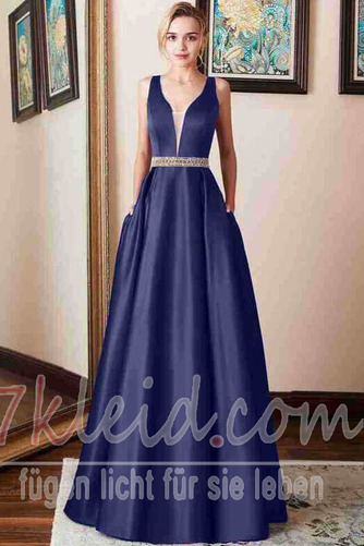 Abendkleid Rückenfrei Natürliche Taille Satin Ärmellos Drapierung - Seite 6