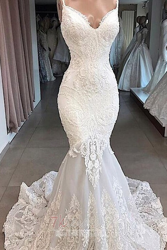 Klassiker Applike Spitzen-Overlay Meerjungfrau Jahr 2019 Brautkleid - Seite 1