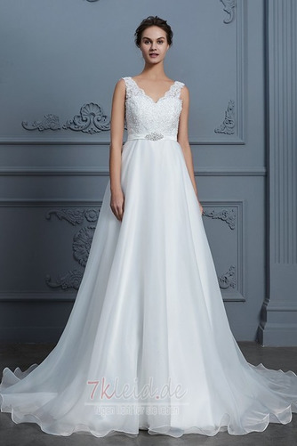 Natürliche Taille Elegant V-Ausschnitt Outdoor A-Linie Brautkleid - Seite 4