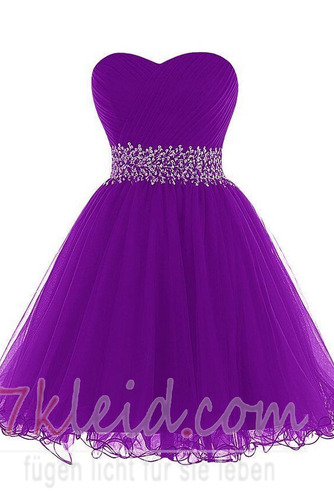Cocktailkleid Bördeln Romantisch Herz-Ausschnitt Natürliche Taille - Seite 5