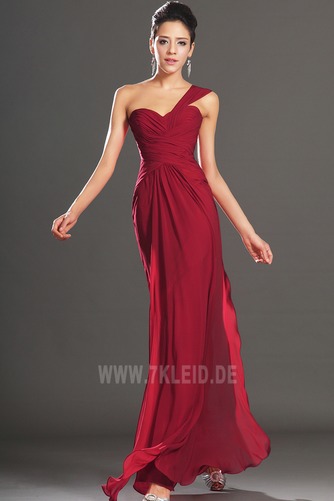 Ein Schulter Chiffon Elegant Rubin Dünn Natürliche Taille Abendkleid - Seite 3