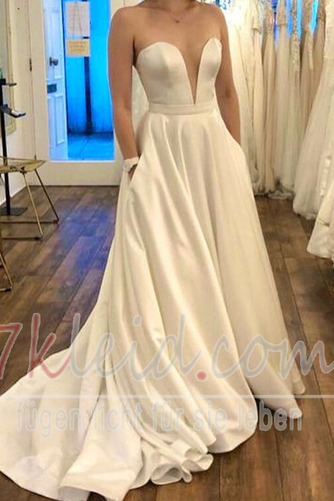 Brautkleid Satin Schlicht Drapierung Sweep Zug Natürliche Taille - Seite 2