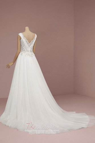 Brautkleid Reißverschluss Ärmellos Elegant Tüll Apfelförmig Spitzen-Overlay - Seite 2