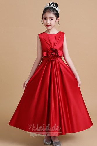 Ärmellos Reißverschluss Luxus Rosendekor Juwel Satin Blumenmädchenkleid - Seite 1