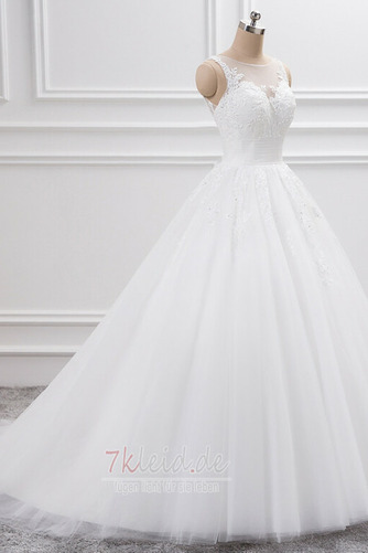 Frühling Bateau Ärmellos Mehrschichtige Bördeln A-Linie Brautkleid - Seite 3