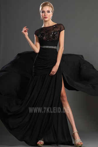 Glamouröse Perlengürtel Schwarz Natürliche Taille Herbst Ballkleid - Seite 2