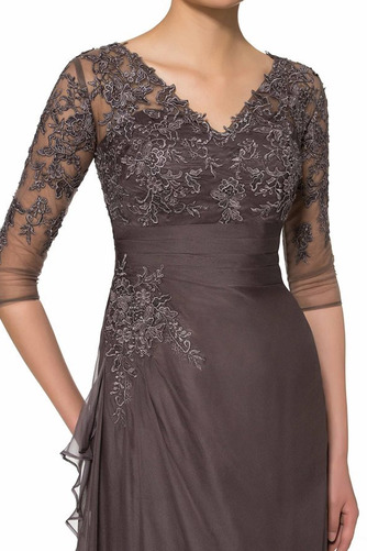 Elegant 3/4 Länge Ärmel A-Linie Spitze Reißverschluss Brautmutterkleid - Seite 4