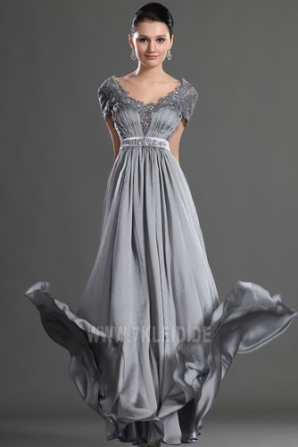 Reißverschluss Kurze Ärmel Birneförmig Chiffon Elegant Abendkleid - Seite 3