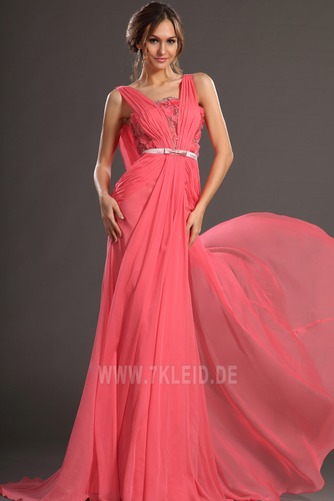 Elegant Breiten Tragegurten Gericht Schleppe Dünn Chiffon Ballkleid - Seite 2