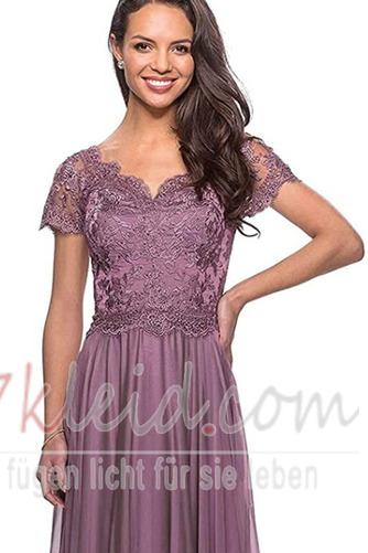 Abendkleid Chiffon Kurze Ärmel Schick Umgedrehtes Dreieck V-Ausschnitt - Seite 4