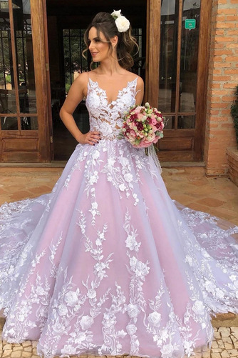 Brautkleid Halle Ärmellos Natürliche Taille Sweep Zug Rosendekor - Seite 3